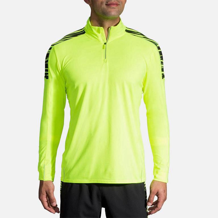 Brooks Nightlife Half Zip Running Jackets - Men's - Yellow (82317-BVWP)